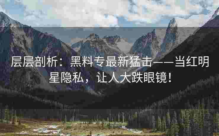 层层剖析：黑料专最新猛击——当红明星隐私，让人大跌眼镜！