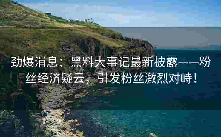 劲爆消息：黑料大事记最新披露——粉丝经济疑云，引发粉丝激烈对峙！